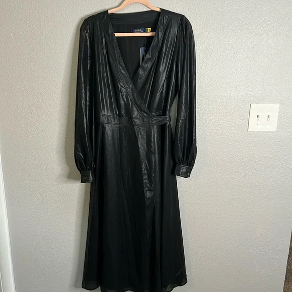 Lamé Wrap Cocktail Midi Dress - NWT - Picture 5 of 10